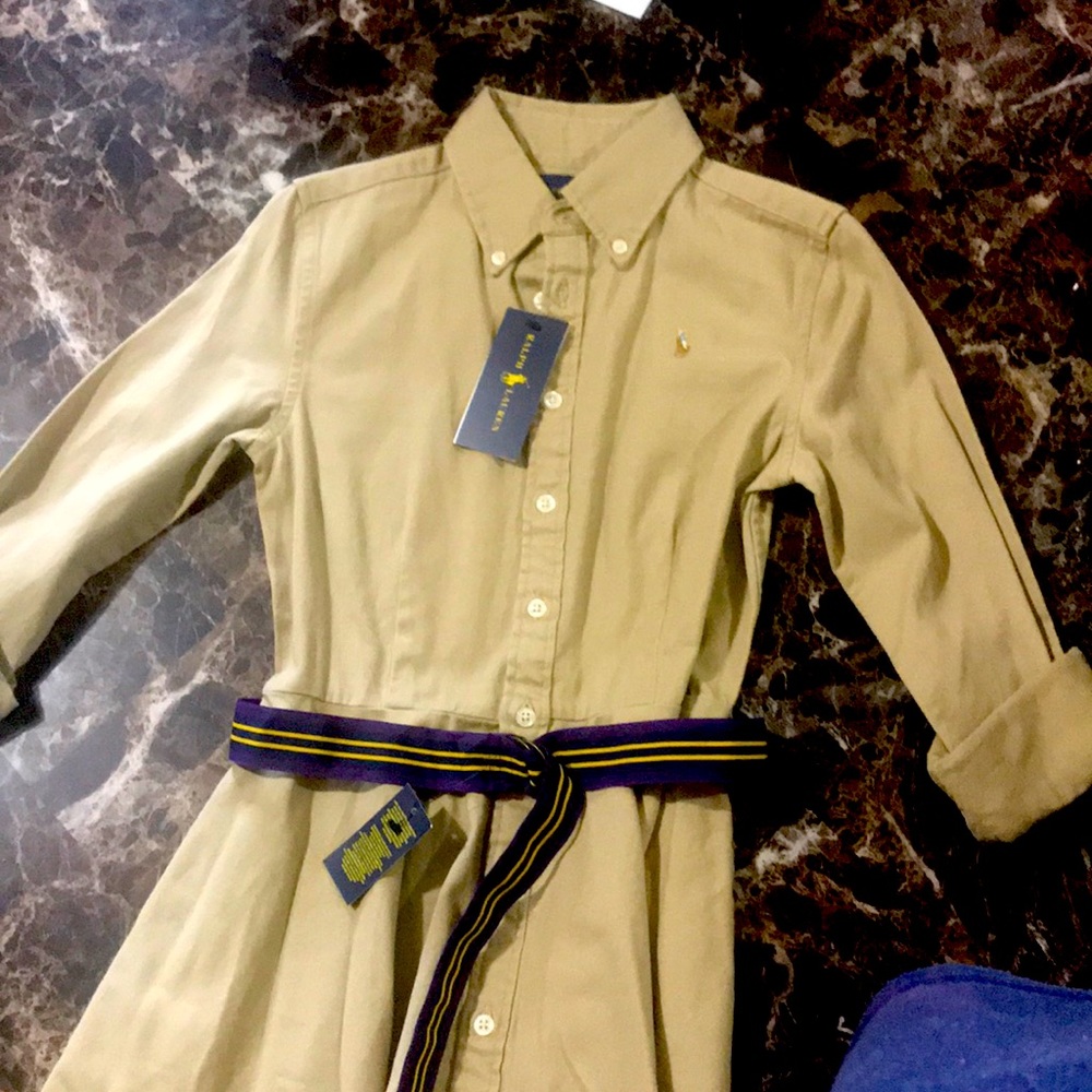 Girls , size 12 , khaki Ralph Lauren dress with tags